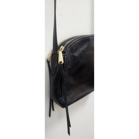 HOBO Black Leather Crossbody Bag Small Dome Shape Zip Top Adjustable Strap Vinta - Picture 5 of 13